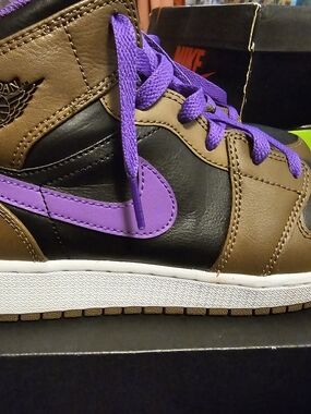 Nike Air Jordan High Top Sneaker — Black, Brown & Purple